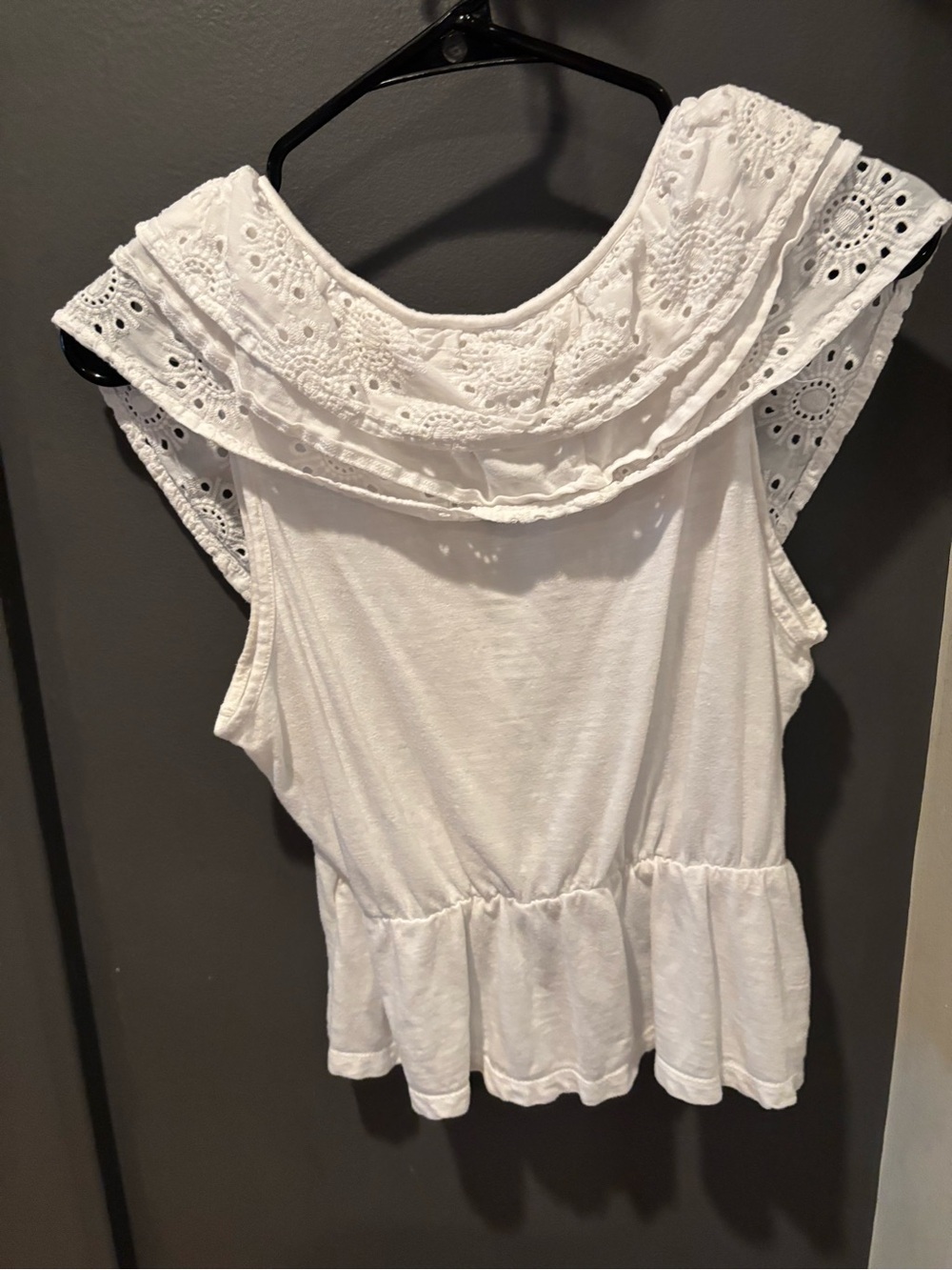 Porridge Clothing Jodi Ruffled Eyelet Crop Top. (Anthropologie)